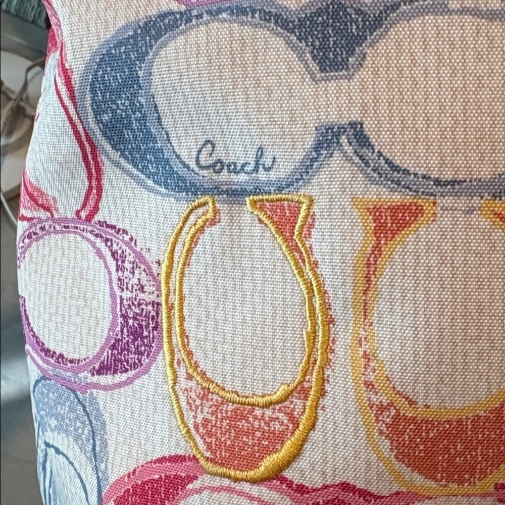 Coach  Poppy  ToteBag  Shoulder bag canvas  kissing C’s some embroidered 3 tags